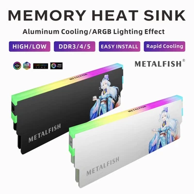 DRAM Heatsink 5V-3PIN ARGB DDR3 DDR4 DDR5 Aluminum Memory Module Cooling Vest fo - Image 1 of 4