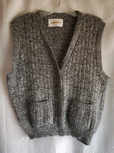 Vintage Jantzen Pullover Weste Damen groß schwarz weiß Taschen Knopfleiste V-Ausschnitt - Bild 1 von 8