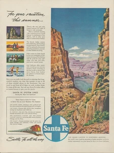 1946 Santa Fe Systems Lines Train Grand Canyon in Northern Arizona Print Ad - Picture 1 of 1