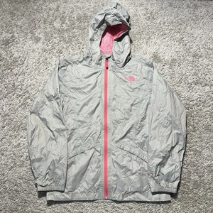 The North Face Girls XL Grey Hooded Dryvent Rain Windbreaker Jacket Mesh Lined - Picture 1 of 9