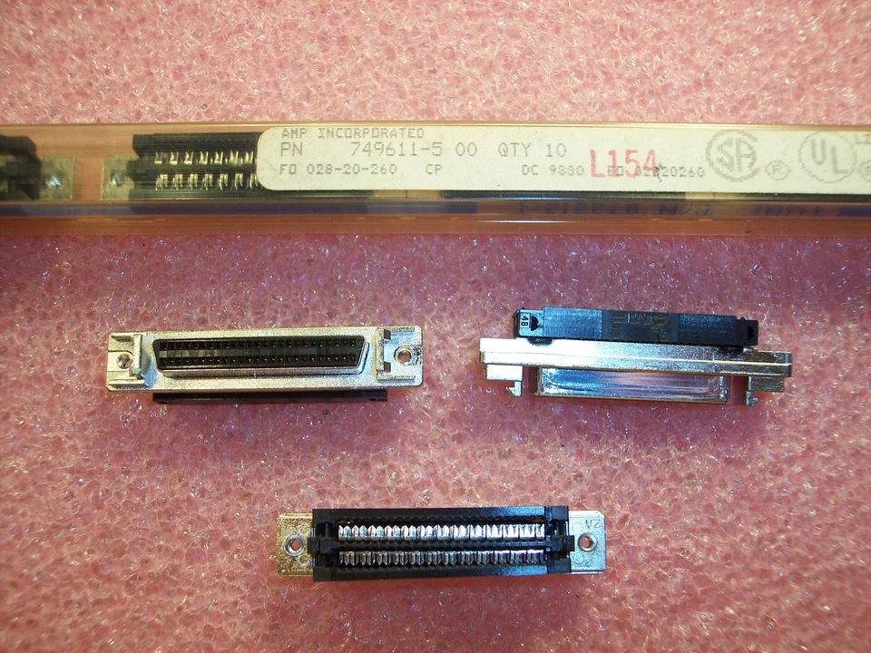 QTY (5) 50 POSITION SCSI CENTRONICS IDC RECEPTACLES 1.27mm .050 749611-5 AMP - Image 1 of 4