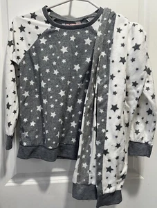 BCBG GIRLS youth 2-piece sleep set L 14-16 Gray And White Star Pajamas - Picture 1 of 5