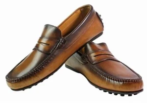 Mocasines mocasines italianos marrones Ivan Troy Jack para hombre/hechos en Italia - Imagen 1 de 9
