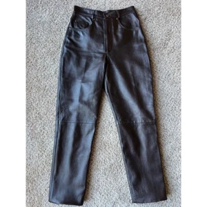 Vintage Saguaro West genuine Leather Pants High Waist Straight Leg Brown Size 6 - Picture 1 of 9
