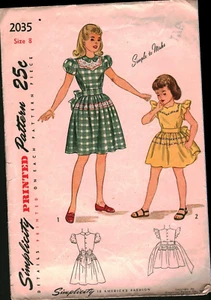 Abito bambina anni 40 vintage semplicità modello cucito 2035 scuola chiesa festa 8 - Foto 1 di 2