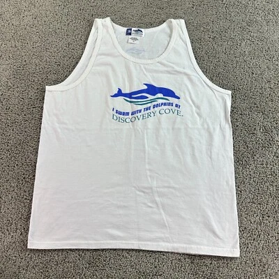 VINTAGE Discovery Cove Florida Shirt Mens Large White Swim With The Dolphins - Image 1 of 4