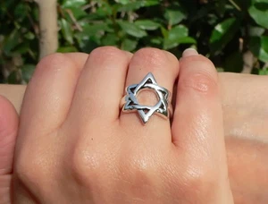 Jewish STAR OF DAVID RING Magen David ALL SIZES Kabbalah Judaica Charm - Picture 1 of 9