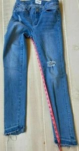 HUDSON SKINNY DISTRESSED RAW HEMS DENIM JEANS SIZE 16 GIRL'S KIDS - Picture 1 of 7