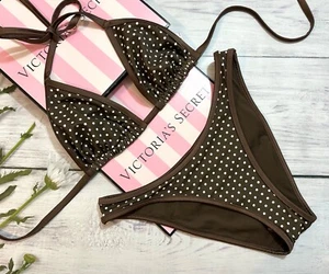 Victoria's Secret ROSA por Frankies Cape May Bikini Set Lunares Marrón - Imagen 1 de 4