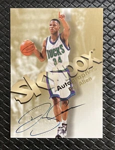 Ray Allen 1998-99 Skybox Premium Autographics Auto Milwaukee Bucks RARO SSP - Imagen 1 de 2