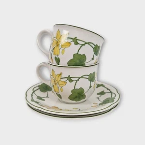 Pair of Villeroy & Boch Geranium Teacups & Saucers Vitro Porcelain 250ml - Picture 1 of 16