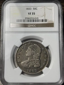 1833 50c NGC VF-35 Capped Bust Half Dollar - Picture 1 of 3