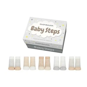 Cucamelon Baby Steps Striped Neutral Colour 5 Pairs of Socks Newborn Gift Boxed - Picture 1 of 1