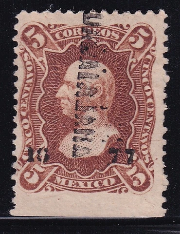 ucz41 Mexico 1874 Guadalajara  16-77 Sc#106 Mc#96ly vertical laid Cover