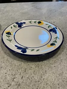 Dansk San Nicolo blau gelb Blumen Keramik Speiseteller 10 3/4 Indonesien - Bild 1 von 2