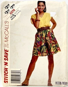 1991 McCalls Schnittmuster 5278 Damen Top & Culotte Größe 12-16 Vintage 14491 - Bild 1 von 2