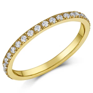 2mm Ladies Eternity Ring Yellow Titanium IP Yellow CZ Ladies Eternity Ring - Picture 1 of 2