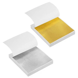 100-300x Leaf Foil Sheets Gilding Art Craft Metallic Transfer DIY Gold Silver - Picture 1 of 11