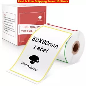 50x80mm Sticker Label Self-Adhesive Thermal Paper 100PCS/Roll for M110/M220 - Picture 1 of 5