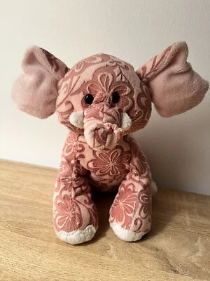 Ganz Webkinz Batik Elephant Plush 9" Stuffed Animal Toy Pink Floral - Image 1 of 4