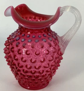 Jarra Fenton Arándano Opalescente 5.5" Hobnail Mango Transparente ¡Perfecto! - Imagen 1 de 7