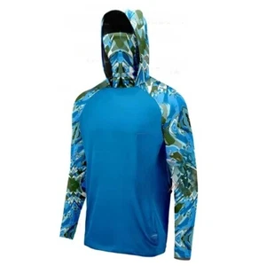 Fishing Shirt Hooded Men Fishing Clothes Outdoor Summer Mask Hoodie Sun Uv Prote - Picture 1 of 17