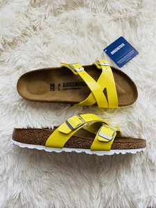 pale yellow birkenstocks