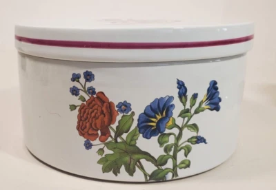 Bernardo Portugal Pink Floral Round Porcelain Jewelry Trinket Keepsake Box - Image 1 of 4