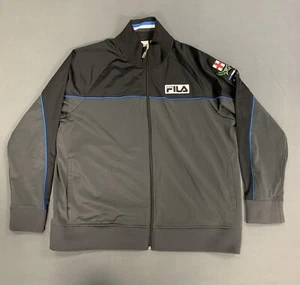 Fila Sport Gray Black Blue Italia Soccer Full Zip Warm Up Jacket Men Size 2XL * - Picture 1 of 5