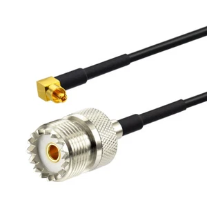 UHF SO239 Buchse auf MC-Karte Stecker WINKEL Zopf Kabel RG174 6" für Wireless - Bild 1 von 4
