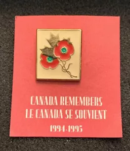 Canada Remembers 1994 - 1995 Poppy & Maple Leaf WW2 Remembrance Day Lapel Pin - Bild 1 von 5