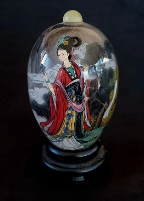 Huevo de vidrio pintado interior chino vintage 5 pulgadas Foto 1 de 4