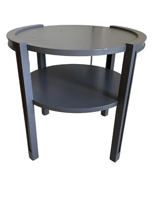 Mesa auxiliar redonda Dunbar azul caoba ~ Midcentury MCM firmada Foto 1 de 4