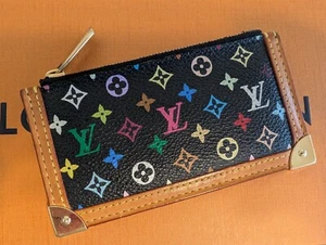 Auth LOUIS VUITTON M92654 Monogram Multicolor Pochette Cles Purse Black 250512 - Picture 1 of 11