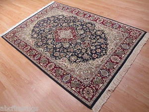 4x6 INTRICATE MEDALLION Formal Collectible Handmade-Knotted Wool RUG 581395 - Foto 1 di 11