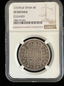 1737M SPAIN 4 REALES NGC VF DETAILS Treasure Shipwreckcoins - Picture 1 of 4