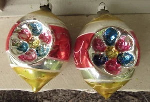 2 Vintage West Germany 4 1/2" Quecksilber mundgeblasen Glas Träne Reflektor Ornamente - Bild 1 von 8