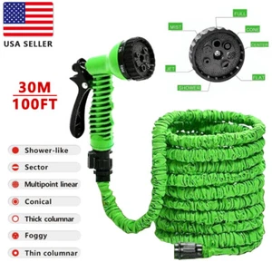 USA Seller 100Feet Expandable Flexible Outdoor Garden Water Hose w/ Spray Nozzle - Picture 1 of 23