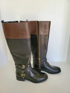 Michael Michael Kors Preston Black/Brown Boots Wide Shaft Women's Sz 5 NWT $199 - Picture 1 of 3