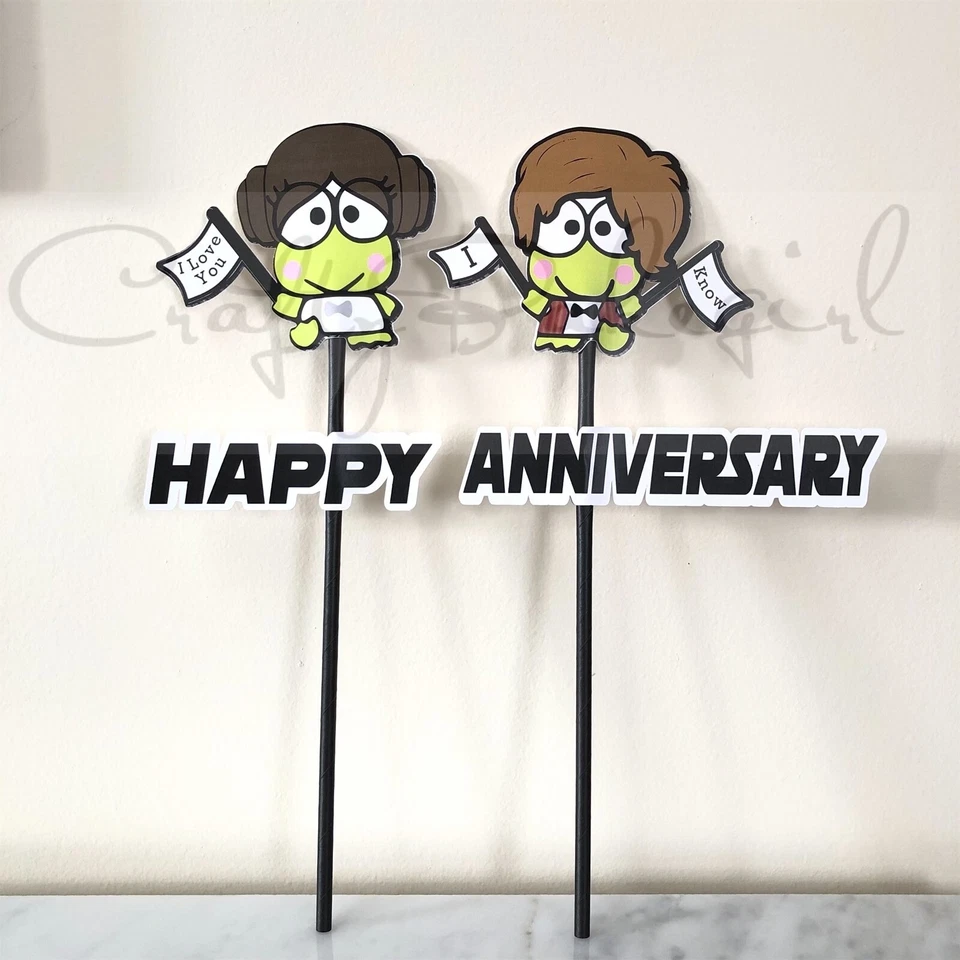 Star Wars Leia Han Solo Keroppi Pikki I Love You I Know Cake Topper Aniversario Foto 1 de 4
