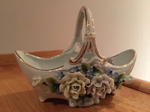 Victorian Porcelain Basket 3D Floral & Gold Circa 1890-1930 ~ FBS Ferdinand Bing - Bild 1 von 11