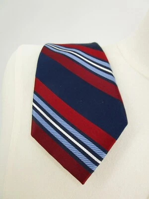 Club Room 男式领带蓝色条纹 59 英寸长 3.5 英寸宽丝绸经典领带 — 第 1/4 张图片