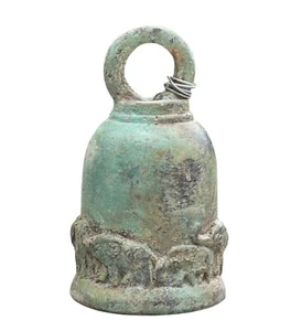 Bronze Temple Bell Meditation Small Bronze Buddhist Antique Elephant Chime 3" - Picture 1 of 10