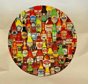 Colorful bottles of beer  Round mouse pad  fb2