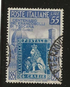 Italy Scott #569 used 1951, 55L blue, Centenary of Tuscany's first stamp nice ca - Picture 1 of 2