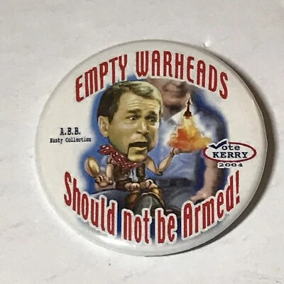 Bush Kerry 2004 Elecciones Anti-Bush Botón Político Ojivas Vacías No Estar Armado Foto 1 de 2
