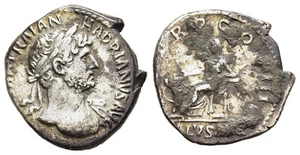 FITZ ROME SILVER DENARIUS HADRIANUS COS III SALUS SNAKE ALTAR PATERA @GHI48 - Bild 1 von 1