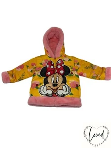 Disney Minnie Mouse Girls Puffer Faux Fur Hooded Reversible Pink Jacket Sz 3-4T - Picture 1 of 4