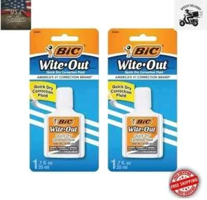 BIC Wite-Out Quick Dry Correction Fluid, 20mL, White, Goes on Easy (Pack of 2) - Picture 1 of 5
