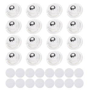 16Pcs Self Adhesive Caster Wheel for Furniture Bin (White, 1 Steel Rolling Ball) - Picture 1 of 6